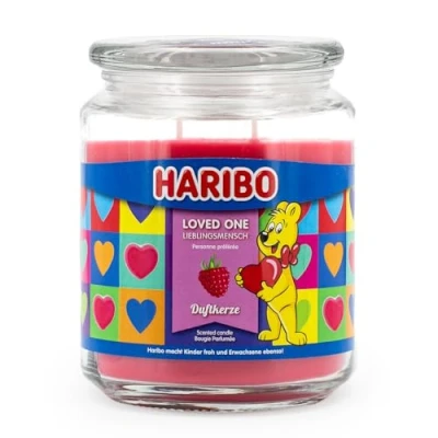 Afbeelding van Haribo Loved One fruitige geurkaars lange brandduur (100 uur) cadeaus voor vrouwen grote (510 g)