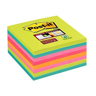 Afbeelding van Memoblok 3M Post it 654 Super Sticky 76x76mm rainbow 360 vel