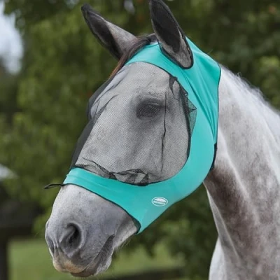 Image de Weatherbeeta Masque Anti Mouches Deluxe Stretch avec Oreilles Turquoise/noir Full