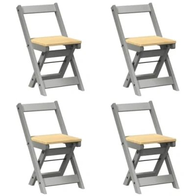 Afbeelding van vidaXL Eetkamerstoelen 4 st Corona inklapbaar massief grenenhout grijs