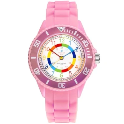 Afbeelding van Alienwork Kids Educatief Horloge Leer de Tijd Kinderen Jongen Meisje Leertijd Waterdicht 5 ATM, roze/meerkleurig/roze siliconen armband