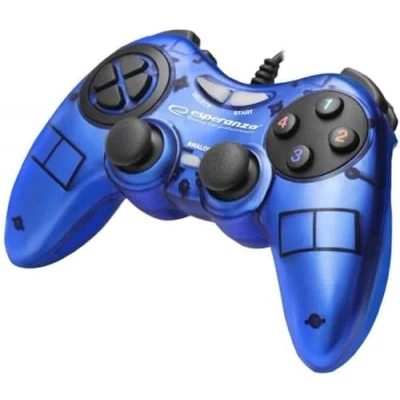 Afbeelding van Esperanza Fighter controller Bedrade Vibratie Gamepad voor PC blauw EGG105B