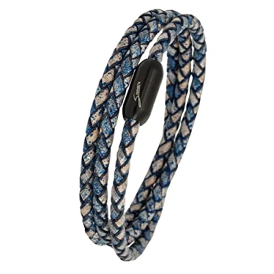Afbeelding van Simaru Gevlochten leren armband, Made in Germany, van hoogwaardig Catalonisch leer met magneetsluiting, waterdicht en huidvriendelijk, 4 mm, ( 61cm Lenght M L ),