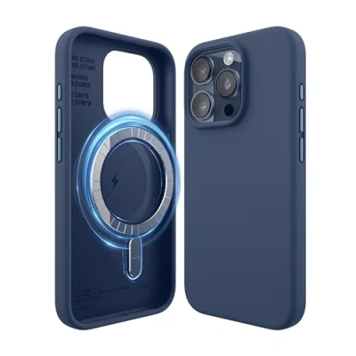 Afbeelding van elago Magnetische siliconen hoes, compatibel met iPhone 15 Pro, alle MagSafe accessoires, ingebouwde magneten, hoogwaardige siliconen, volledige bescherming