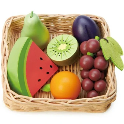 Afbeelding van Tender leaf toys gevlochten mand met fruit 7st