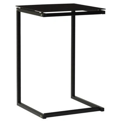 Afbeelding van Bijzettafel 40x40x60 cm gehard glas zwart