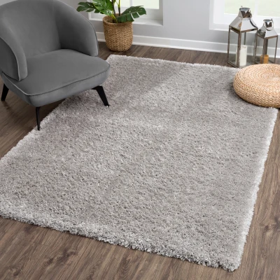 Afbeelding van Porto Soft Fluffy Vloerkleed Hoogpolig Effen Grijs 80X150 cm
