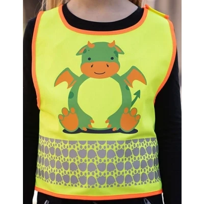 Afbeelding van Korntex Children&#039;s Safety Vest Funtastic Wildlife CO² Neutral KX119K Dragon Yellow