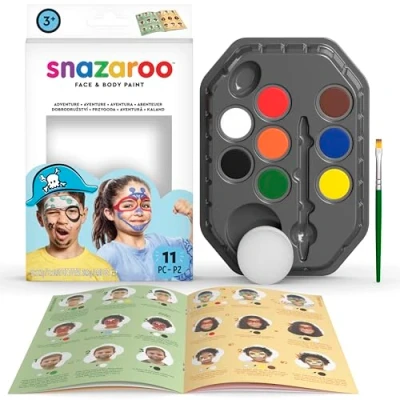 Image de Snazaroo Palette de maquillage pour garçon avec pinceau, éponge et instructions (français non garanti), 8 couleurs