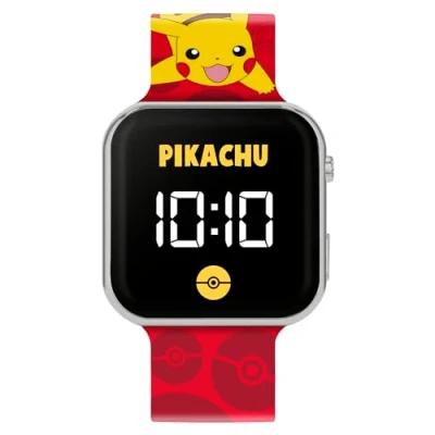 Afbeelding van Accutime Pokémon Pikachu POK4405 Led kinderhorloge met rode armband, meerkleurig, modern