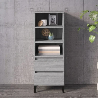 Afbeelding van Hoge kast 40x36x110 cm bewerkt hout grijs sonoma