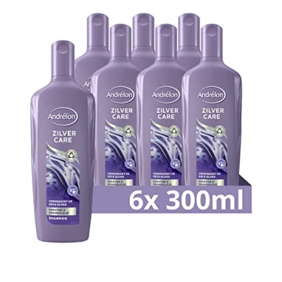 Afbeelding van Andrélon Shampoo Zilver Care verrijkt met keratine en amandelolie 6 x 300 ml