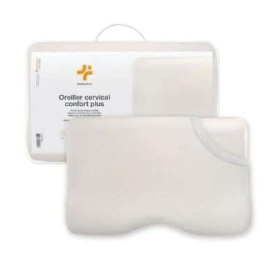 Afbeelding van Inphysio® Confort Plus Orthopedisch kussen, geheugenkussen, ergonomisch nekkussen, anti mijtkussen, pijnlijke nekwervelkolom, hypoallergeen, 54 x 33 12/6 cm