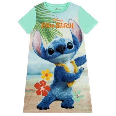 Afbeelding van Disney Stitch nachthemd voor meisjes, nachthemden korte mouwen, Lilo en pyjama, Groen