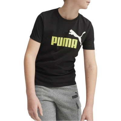 Afbeelding van Puma LOGO TEE Unisex Tshirt print voor kinderen, Maat: 128, Black/lime sheen