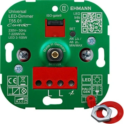 Afbeelding van Ehmann 5500x0100 Draaidimmer Geschikt voor lampen: LED lamp, Halogeenlamp, Gloeilamp