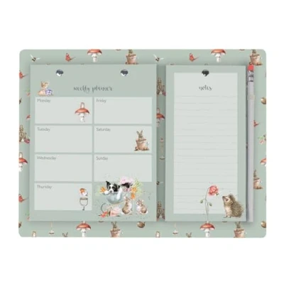 Afbeelding van Wrendale Designs Wekelijkse planning en boodschappenboek &quot;Garden Friends&quot; met tuindieren