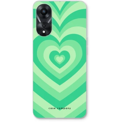 Afbeelding van Case Company® hoesje geschikt voor Oppo A78 5G Hart Groen Soft Cover Telefoonhoesje Bescherming aan alle Kanten en Schermrand