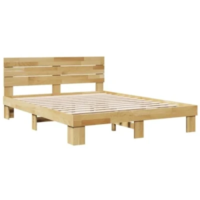 Afbeelding van vidaXL Bedframe hoofdeinde zonder matras 140x200 cm massief hout eiken