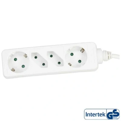 Image de Bloc d&#039;alimentation InLine® 4 ports 2x Type F allemand + Euro avec sécurité enfant blanc 3m