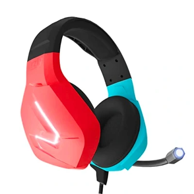 Afbeelding van Orzly gaming headset met microfoon compatibel voor Nintendo Switch OLED en Lite Joycon Color Match led lichtmicrofoon afstandsbediening Hornet RXH 20 Tanami editie