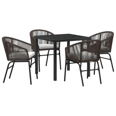Afbeelding van vidaXL 5 delig tuin eetset bruin poly rattan