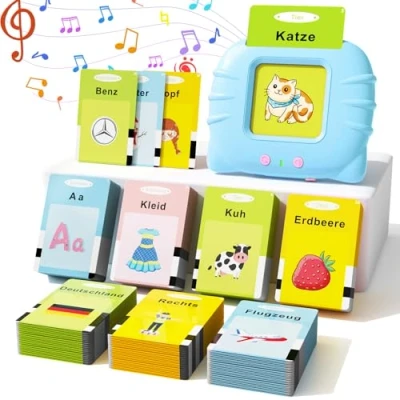 Afbeelding van GUYUCOM speelgoed voor kinderen vanaf 2 jaar, Duitse sprekende leerkaarten, 194 vellen 388 woorden Duits leren, geschenken en