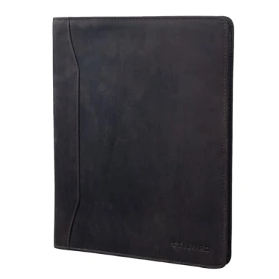 Afbeelding van STILORD &#039;Scott&#039; Organizer van leer, A4, vintage, aktetas, zakelijk, conferentie, 12,2 inch, echt Donkerbruin, koffer