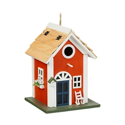 Afbeelding van decoratief vogelhuisje 25 x 18,5 cm hangend hout