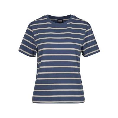 Afbeelding van Urban Classics Striped Boxy Dames T shirt 3XL Wit/Blauw