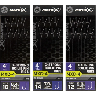Afbeelding van Matrix Onderlijn MXC 4 X Strong Boilie Pin Rigs 10cm Eyed Barbless (8 pcs) Maat : Haak 14 0.200mm