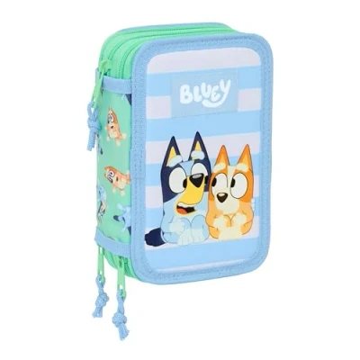 Afbeelding van Pennenetui met 3 vakken Bluey Sisters Groen Water 12,5 x 19,5 5,5 cm 37 Onderdelen