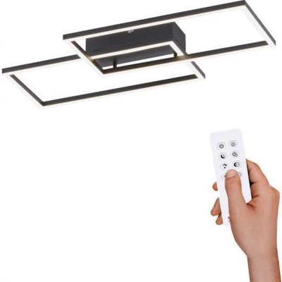 Afbeelding van LED plafondlamp Iven, dim, zwart, 60,5x32,5cm