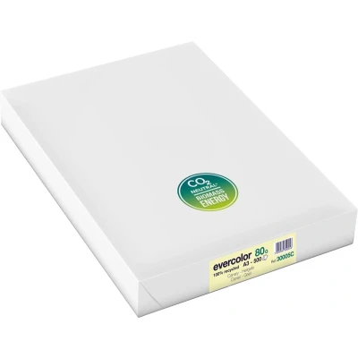 Afbeelding van Clairefontaine Evercolor gekleurd gerecycleerd papier, A3, 80 g, 500 vel, geel papier