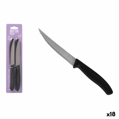 Afbeelding van Vleesmessenset Quttin Zwart Zilverkleurig Roestvrij staal 11 cm 4 Onderdelen (18 Stuks)