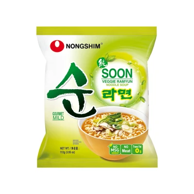 Afbeelding van NONGSHIM Instant Noodle Soon Veggie 112g x 20 stuks voordeelverpakking Veganistisch Vegetarische Ramen