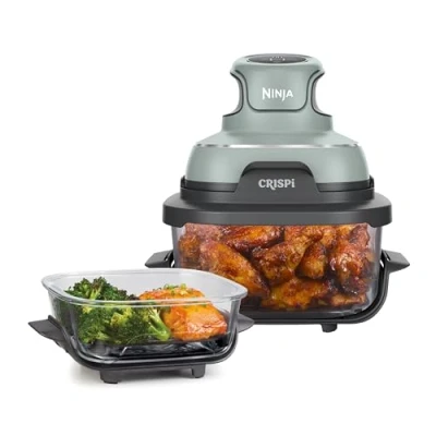 Afbeelding van NINJA CRISPI Draagbare olievrije frituurpan 1,4L en 3,8L bakjes 1700W Salie