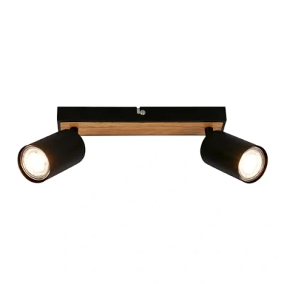 Afbeelding van Briloner Tib Plafondspot 2172024 Draaibaar Aan/Uit via wandschakelaar 15,5 x 5,5 25,5 cm Zwart hout