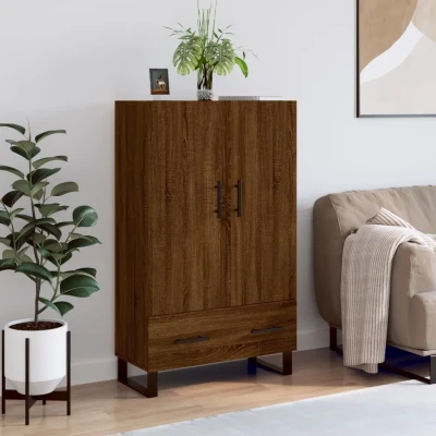 Afbeelding van Hoge kast 69,5x31x115 cm bewerkt hout bruin eikenkleur