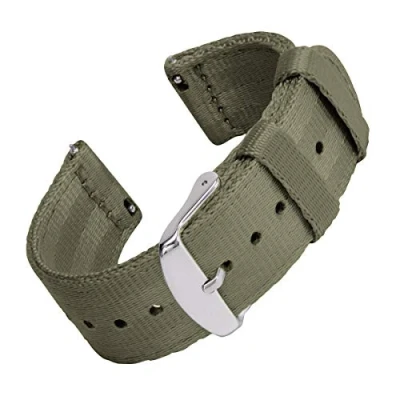 Afbeelding van Archer Watch Straps Veiligheidsriem, gemakkelijk verwisselbare nylon reservebandjes voor dames en heren Verschillende kleuren, 18 mm, 20 22 Olijfgroen, riem