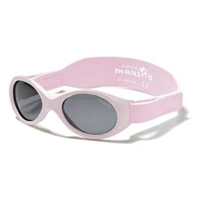 Afbeelding van Mausito babyzonnebril 0 18 maanden, gepolariseerd en bioplastic, BPA vrij, flexibele met hoofdband, 100% uv bescherming, zonnebril voor baby&#039;s, jongens meisjes, Europees design, Roze