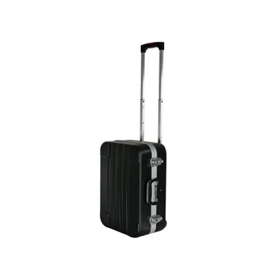 Afbeelding van Perel Gereedschapskoffer, trolley, telescopisch handvat, gereedschapshouders, tussenwanden verstelbaar, sleutelslot, 2 sleutels, ABS, zwart, 461 x 335 190 mm