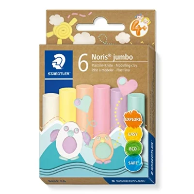Afbeelding van Noris jumbo boetseerklei 6 kleuren PASTEL