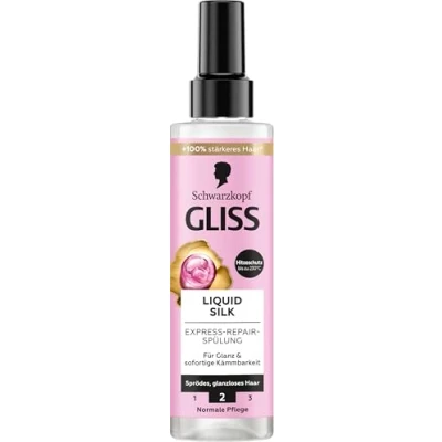 Afbeelding van Gliss Kur Liquid Silk Express Repair conditioner (200 ml) voor buitengewoon zacht haar, direct ontwarren
