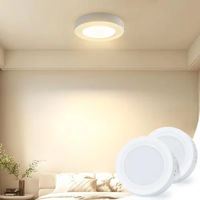 Afbeelding van Aigostar Led plafondlamp, 6 W komt overeen met 50 W, 600 lm, warmwit, 3000 K, geschikt voor badkamer, woonkamer, keuken, garage, binnen, Ø 12,3 cm, 2 verpakkingen