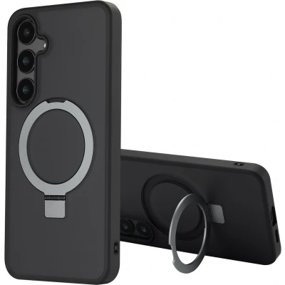 Afbeelding van Accezz Hoesje Geschikt voor Samsung Galaxy S24 Plus Ring Stand Backcover MagSafe Zwart