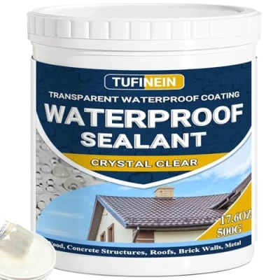 Afbeelding van Liquide Étanchéité Transparent 500G, TUFINEIN Agent de Revetement Impermeable Intérieure et Extérieure Membrane d&#039;Étanchéité Waterstop Imperméable Transparente
