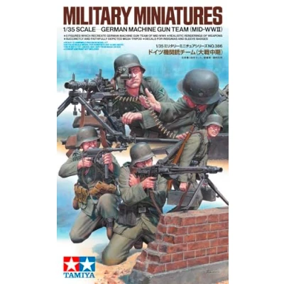Afbeelding van 1:35 Tamiya 35386 Duits Machinegeweerteam Midden WO II 5 Figuren Plastic Modelbouwpakket
