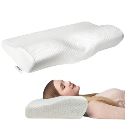 Afbeelding van Edihome, Ergonomisch nekkussen, visco elastisch, 50 x 30 10 cm, traagschuim, met dubbele katoenen hoes, hypoallergeen