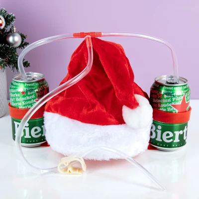 Afbeelding van Kerstmuts met drankhouder Santa Claus Drinking Hat / drink hoed /drinkmuts